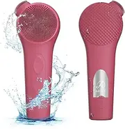 ADINC Silicone Face Scrubber, Waterproof Rechargeable Facial Cleansing Brush, 5 Cleansing Modes with Nose Brush for Women & Men Electric Facial Tool for Deep Cleaning Exfoliating, Massaging Berry