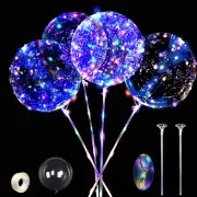 10 Pack LED Balloons,20 Inch Clear Light up Balloons with Sticks,Bobo Balloon Co