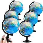 Henoyso 6 Pcs World Globe for Kids Learning, 4.6 In Desk Classroom Decorative Globe, Earth Globes with Stand for Adults Geography Table Decor