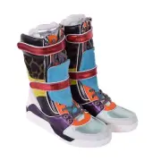 Dolce & Gabbana Leopard High-Top Leather Sneakers Shoes Boots Purple Black Red