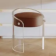 Transparent Acrylic Makeup Stool, Dressing Table Makeup Chair, Compact Makeup Stool, Artistic Makeup Chair, Soft Cushion, Can Be Placed Under The Table,Brown