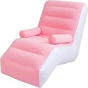 Inflatable Chair Sofa Folding Lazy Sofa with Armrests Thickened,PVC,Gaming Lounger Seat for Bed Indoor Outdoor Adults, Pink