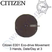 Genuine Citizen E001 Watch Movement Eco-Drive 3 Hands, Date/Day at 3 Solar