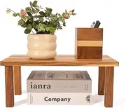 Acacia Wooden Desktop Organizer Shelf Kitchen Cabinet and Counter Riser Display Shelf for Top of Desk Home Office Bathroom Coffee Table Display Stand