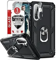 LeYi for Samsung A56 5G Case: Samsung A56 Case with Screen Protector and Camera Lens Protector, Military-Grade Heavy Duty Phone Case with Magnetic Ring Stand, Black