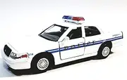 Kinsmart Ford Crown Victoria White & Blue Training Police Dept Squad Car 1/42 O Scale Diecast Interceptor