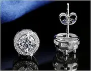 Ear Studs Gold and Silver Colored Earrings Zirconia Round Earrings Ladies' Jewelry Accessories Ear Stud (Size : Silver OE104)