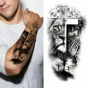 8 X Cross Lion Waterproof Temporary Tattoo Sticker Fake Tattoo Body Art Arm Men