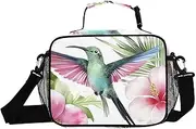 Floral Hummingbird Fly Insulated Lunch Box for Women Men - Ideal for Work, Picnics - Includes Adjustable Shoulder Strap