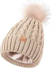 [Winuesa] 3 PCS Womens Beanie with Pom Pom, Knit Beanie Hats for Women Winter and Fall, Fashionable Warm Winter Hats for Ladies