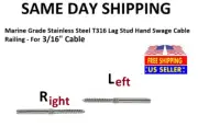 80 Sets - Stainless Steel T316 Lag Stud Hand Swage Cable Railing - For 3/16"