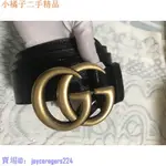 二手 GUCCI LEATHER BELT WITH DOUBLE G 皮帶 406831 80 85 90