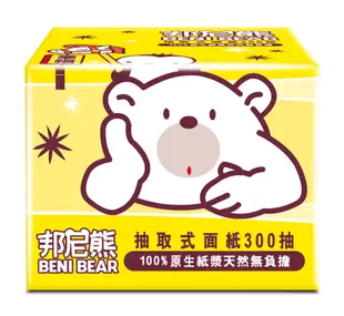 BeniBear邦尼熊抽取式柔式紙巾300抽x30包/箱 (4.6折)