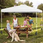 Costway3 x 3 m Pop up Canopy Tent with 1 Sidewall and Wheeled Bag-White