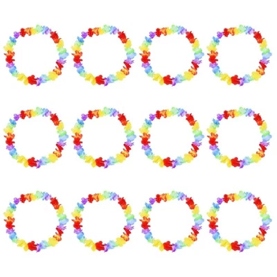 12Pcs Hawaiian Leis Necklaces Beach Leis Necklace Flower Leis for Beach Party