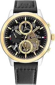 [Tommy Hilfiger] Men's Henry Watch, BLACK/SILVER, 44MM