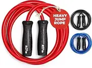 EliteSRS Muay Thai Power Rope 2.0 - Thick 12mm PVC Cord - Heavy Training Jump Rope (1.3LB) - Upgraded with Dual Ball Bearings for Smooth Spin - Heavy Duty 4.75" Handles