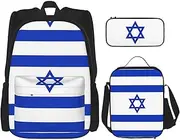 Israeli Flag Backpack With Lunch Box And Pencil Case 3 In,Kawaii Backpacks With Lunch Bag Matching Combo