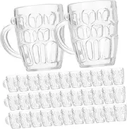 50Pcs Mini Beer Shot Glasses - Clear Plastic Tasting Mugs with Handle - Reusable Beer Cups for Festivals Parties BBQs and Home Bars