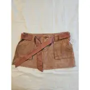 Vintage Y2K Refuge Cargo Micro Mini Skirt size 9 Peach/Brown Corduroy Pockets NE