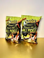 2 BAGS-New Limited Edition Cheetos Flamin Hot Dill Pickle Crunchy Bag 8.5oz
