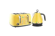 Vintage Electric Kettle and Toaster Combo Yellow Stainless Steel