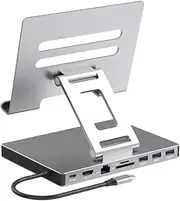 Snblzhef Docking Station Laptop Stand Aluminum Alloy Multi Port Hub PD USB3.0 Stand SD TF Slot Gigabit Ethernet Docking Station,A
