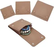 arricraft 3 Pcs Khaki Color Microfiber Jewelry Rolls Bags, 3 sizes Square Portable Travel Wrist Watch Pouches Bag Case with Snap Button Organizer Protective Watch Box for Watches and Jewelry