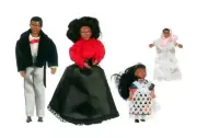 4 pc MINIATURE VICTORIAN STYLE DOLLHOUSE "MY FAMILY" DOLLS POSABLE Black/Brown
