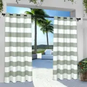 Cabana Stripe Indoor/Outdoor Light Filtering Grommet Top Curtain Panel, 54"x9...