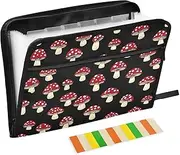 Quteprint 13 Pockets Expanding File Folder with Zipper Closure, Red Mushrooms Dots Accordion File Folder with Sticky Labels, Letter Size A4 Papers Expandable File Document Organizer