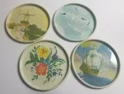 Set of 12 Vintage Coasters by Eti-Ket 4 Scenes Flowers, Gulls, Ship and Windmill