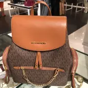 Michael Kors Medium Travel Cargo Satchel Backpack MK Signature Brown Handbag