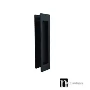 1 Pair Matt Black Rectangle Flush Pulls (180 x 38mm) - Sliding Door Handles