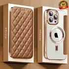 For Apple iPhone 15 14 13 12 11 Pro Max Mag Safe Leather Wallet Flip Case Cover