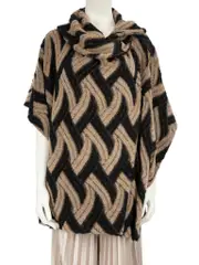 Brown Mohair Zigzag Cape Sleeve Knit