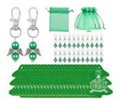24X Green Merry Christmas Tree Keychain Craft Angel Wings Pendant Snowman Charm