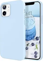 DOMAVER for iPhone 12 Case, iPhone 12 Pro Case Liquid Silicone Soft Gel Rubber Microfiber Lining Cushion Protective Cover Compatible with iPhone 12/12 Pro 5G -6.1 Inch, Light Blue