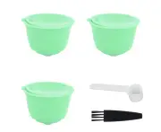 Coffee Capsule Set Stainless Steel Coffee Filter Cup for DOLCE GUSTO Coffee Machine(Green 3 Capsules1 Spoon 1 Brush)