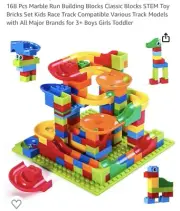 5- Marble Run 168 Pcs Building Blocks Classic Blocks STEM Toy Bricks Set Toddler