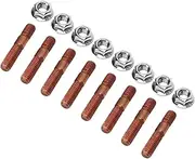Piping & Piping Kits,8 Pcs M8 1.25 Threaded Turbo Studs Kit 8Mm Metal Alloy High Pressure Resistant Manifold Stud Bolt Nut Hardware