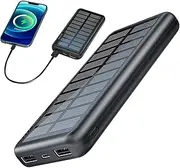 Ungtyb Solar Powers Bank, Portable Battery Charger, Compact Travel Accessory 10000mah Capacity Fast Charging for Camping, Hiking, Festivals, Flights, 5.59x2.72x0.67 Inches
