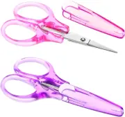 2Pcs Mini Scissors Small Craft Scissors 3.5" Stainless Steel Scissors with Prote