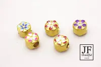 在飛比找Yahoo!奇摩拍賣優惠-JF金進鋒珠寶金飾  可愛花花世界 法郎花朵款黃金串珠潘朵拉