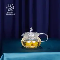 在飛比找ETMall東森購物網優惠-家用玻璃茶具耐高溫花茶壺蠟燭加熱煮茶器功夫茶壺過濾透明泡茶壺