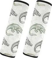 Car Seat Belt Covers 2 Pack Soft Unique Car Safety Seat Belt Strap Shoulder Pad Camera Bag Strap Cover Car Accessories for Adults Youth Kids S Crocodile