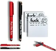 Fresh Outta s Pads and Pens, Funny and Humorous Notepad and Pen Set, Funny Pens for Adults, Snarky Fresh Outta s Office Supplies, Gifts for Friends, Colleagues, Bosses (Two colors black+red)