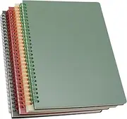Yansanido Spiral Notebook, 4 Pcs B5 9.8 x 6.9 inch Thick Plastic Hardcover 8mm Ruled 4 Color 80 Sheets -160 Pages Journals for Study and Notes