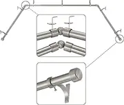 Mayrhyme Brushed Nickel Bay Window Curtain Rods with Aluminum End Cap Finials and Brackets,Adjustable 36-72 Inch Center Rod for windows (24-68’’), 20-36 Inch Side Rods for windows (16-32’’)