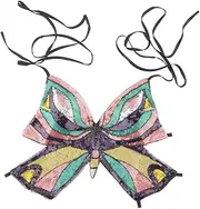 [ZPGVWXKO] Butterfly Sequin Crop Top for Parties And Festivals, Black, size